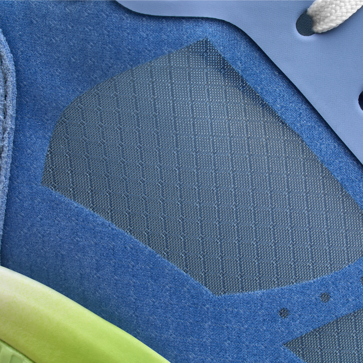 Hettas Alma Speed performance mesh upper detail Chambray Blue Green Glow
